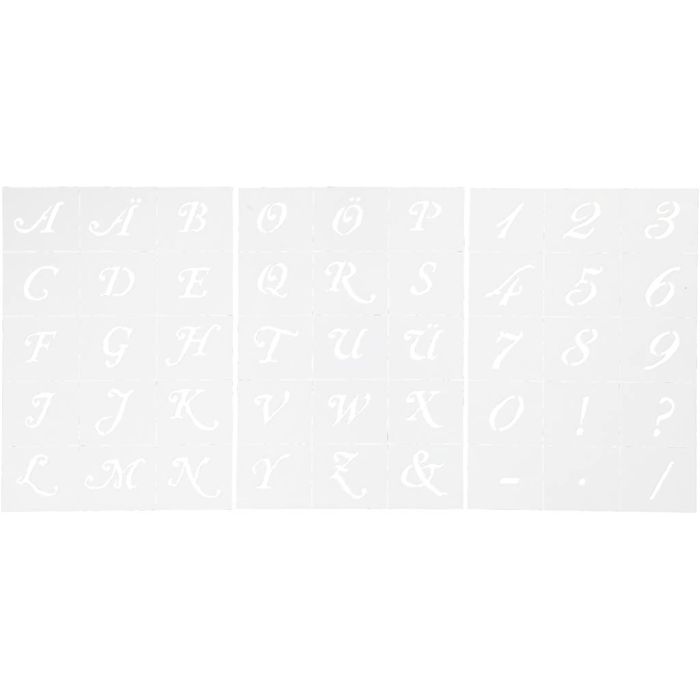 Modèles, lettres et chiffres, H : 20-30 mm, A5, feuille 148x210 mm, 3 flles/ 1 Pq.