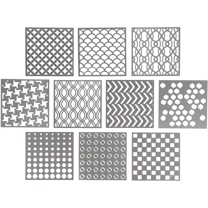 Pochoir, dim. 15x15 cm, ép. 0,31 mm, 10 flles/ 1 Pq.