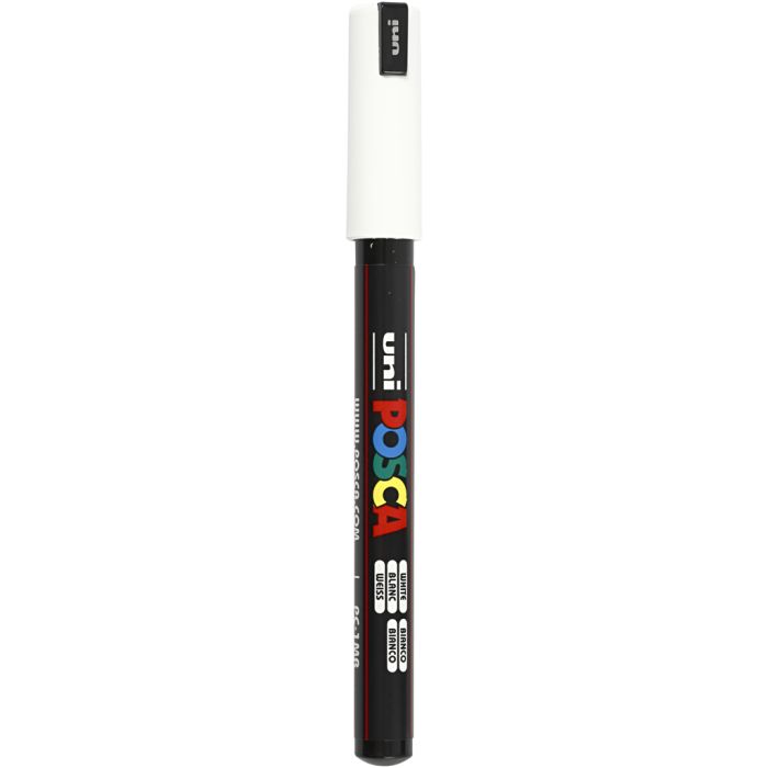 Marqueur Posca, dim. PC-1MR, trait 0,7 mm, extra fin, blanc, 1 pièce