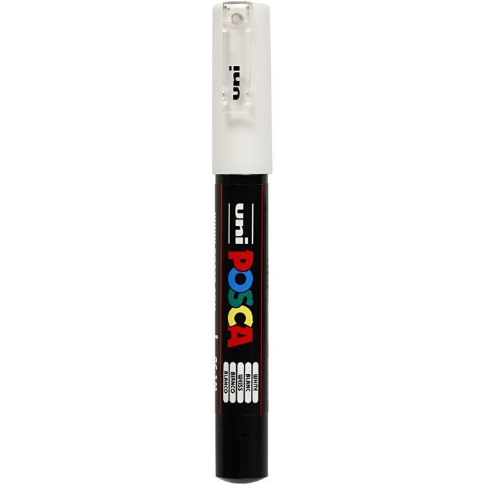 Marqueur Posca, dim. PC-1M, trait 0,7 mm, extra fin, blanc, 1 pièce