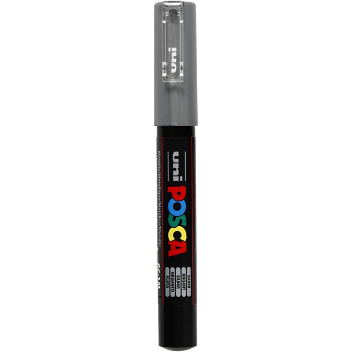 Marqueur Posca, dim. PC-1M, trait 0,7 mm, extra fin, argent, 1 pièce