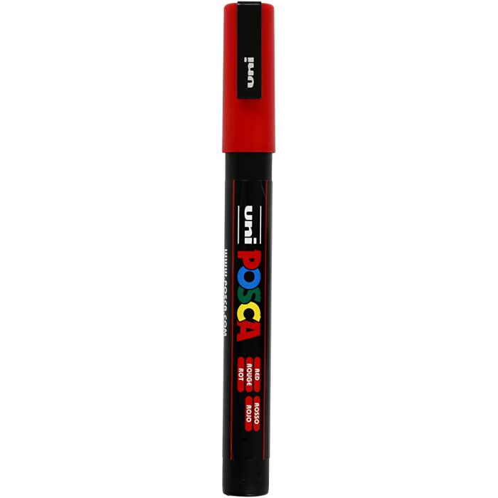 Marqueur Posca, dim. PC-3M, trait 0,9-1,3 mm, fin, rouge, 1 pièce