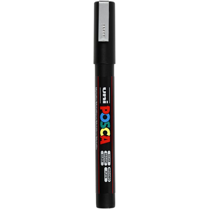 Marqueur Posca, dim. PC-3M, trait 0,9-1,3 mm, fin, argent, 1 pièce