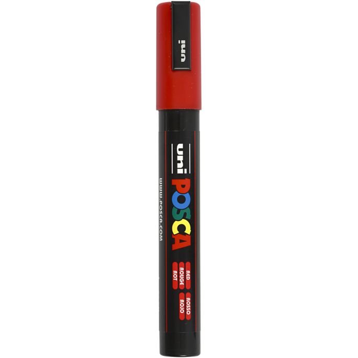 Marqueur Posca, dim. PC-5M, trait 2,5 mm, moyen, rouge, 1 pièce