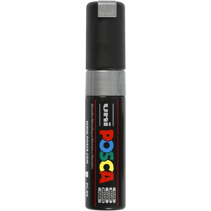 Marqueur Posca, dim. PC-8K, trait 8 mm, large, argent, 1 pièce
