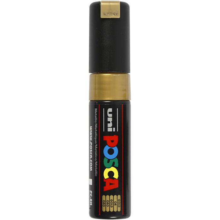 Marqueur Posca, dim. PC-8K, trait 8 mm, large, or, 1 pièce
