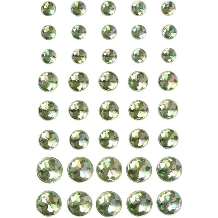Pierres de strass, dim. 6+8+10 mm, vert, 40 pièces/ 1 Pq.