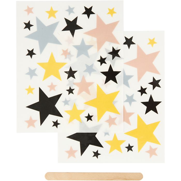 Décalcomanies, étoiles, feuille 12,2x15,3 cm, 2 flles/ 1 Pq.