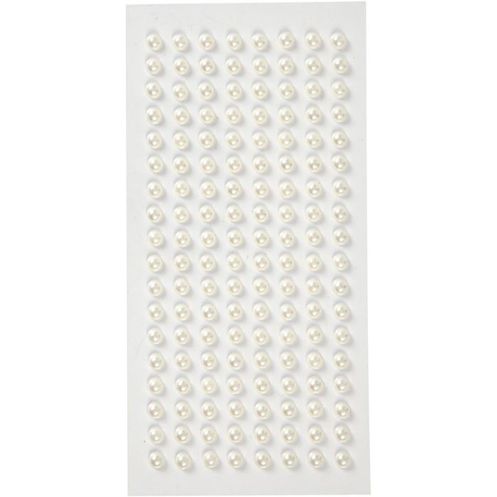 Demi-Perles, d 5 mm, blanc, 144 pièces/ 1 Pq.