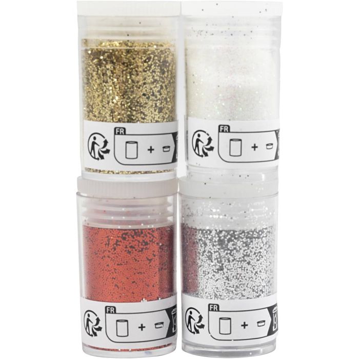 Paillettes et Sequins, or, rouge, argent, blanc, 4x5 gr/ 1 Pq.