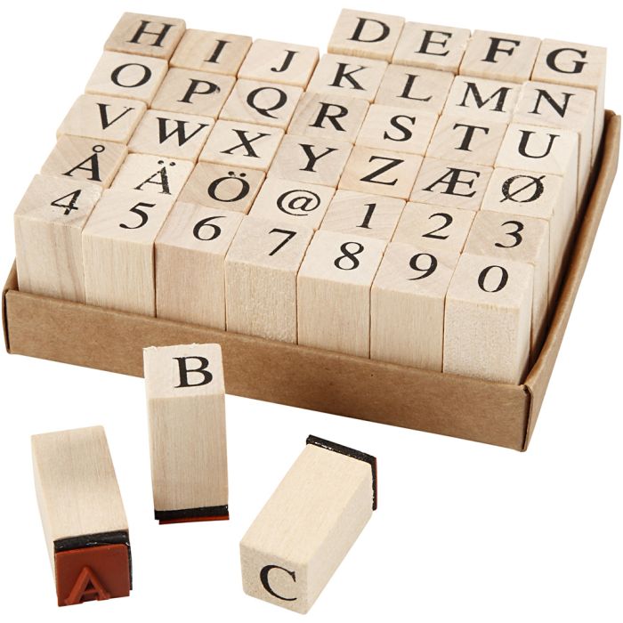 Set de tampons en bois, dim. 13x13 mm, ca. 8 mm, 42 ass./ 1 Pq.
