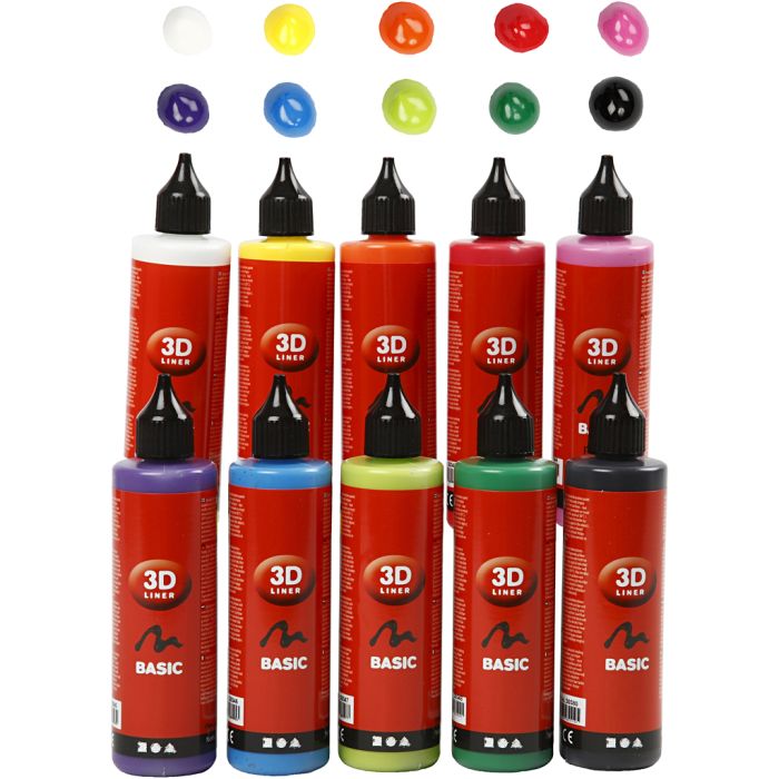 3D Liner - Assortiment, opaque, ass. de couleurs, 1000 ml, 10x100 ml/ 1 Pq.