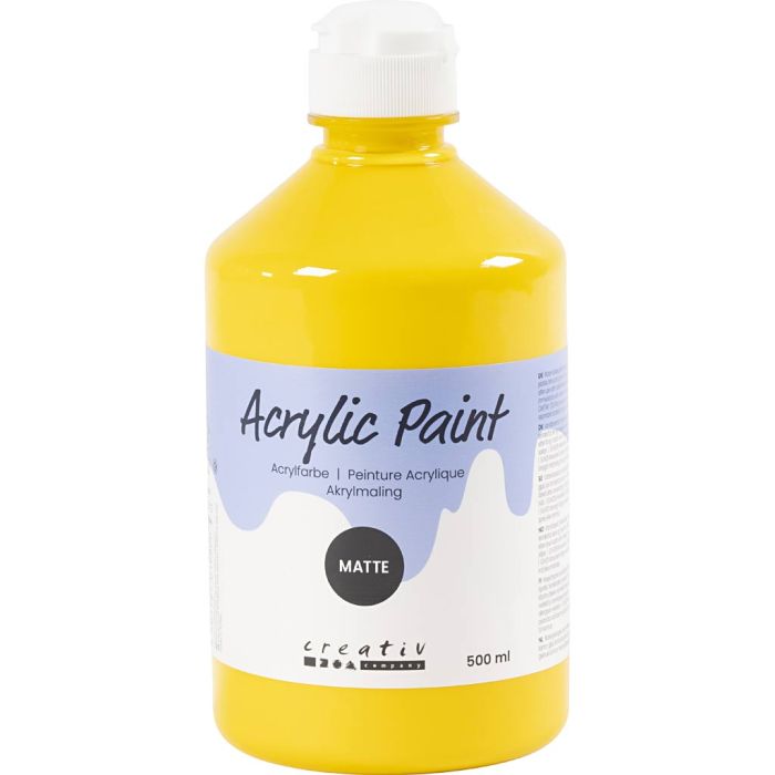 Peinture Acrylique Mate, jaune, 500 ml/ 1 flacon