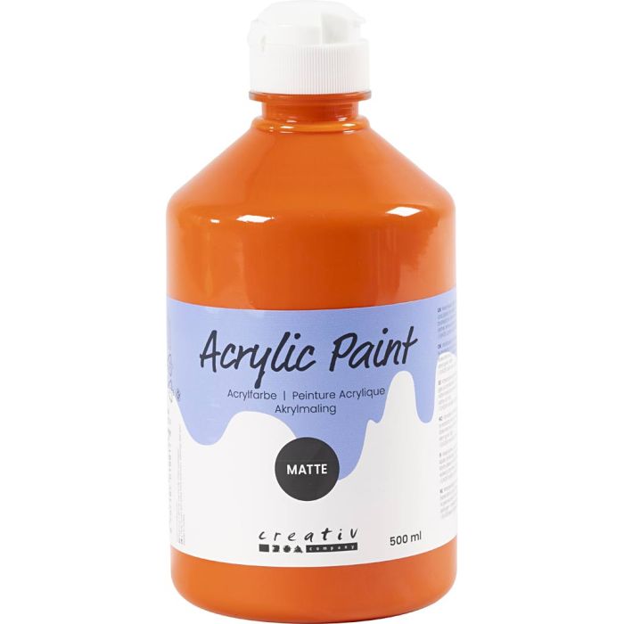 Peinture Acrylique Mate, orange, 500 ml/ 1 flacon