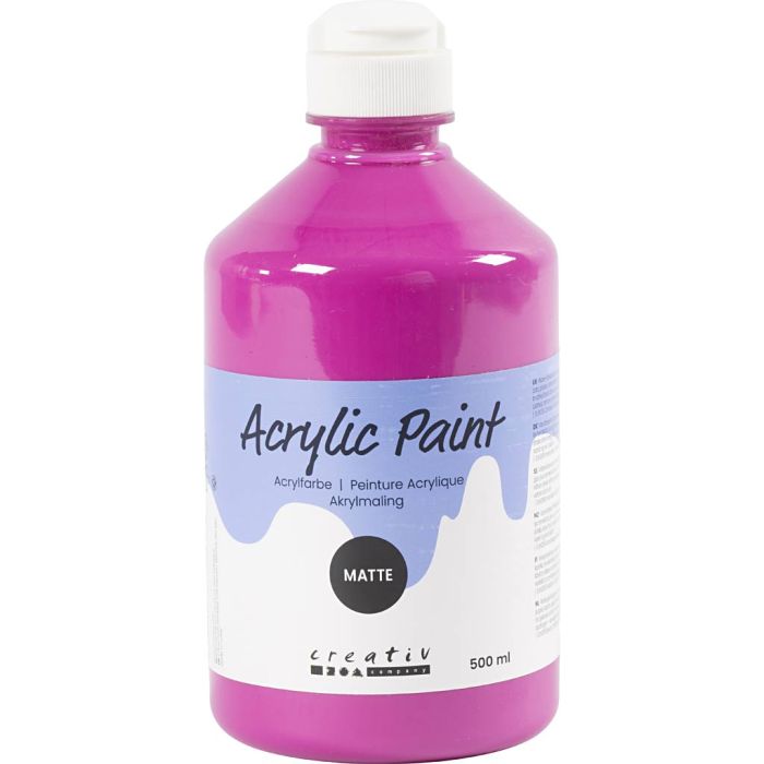 Peinture Acrylique Mate, rose, 500 ml/ 1 flacon