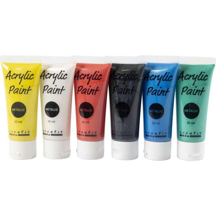 Peinture acrylique métallisée, couleurs classiques, 6x20 ml/ 1 Pq.