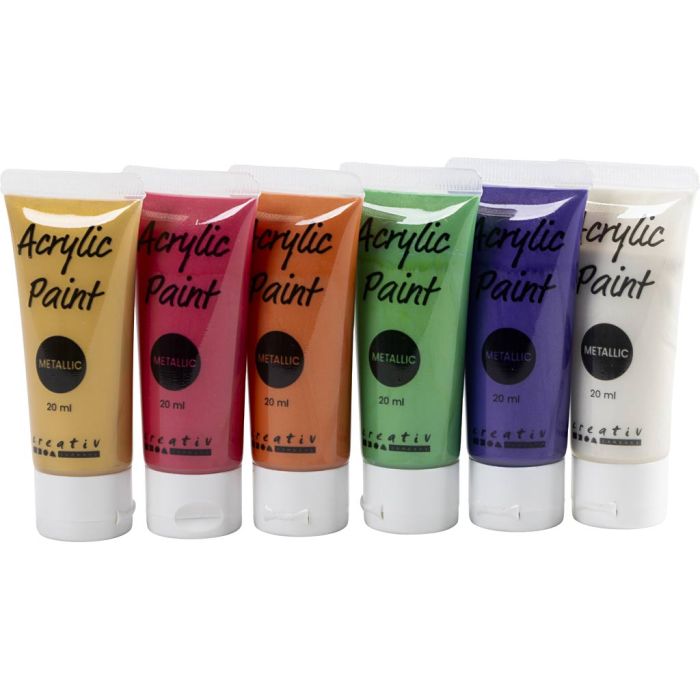 Peinture acrylique métallisée, couleur extra, 6x20 ml/ 1 Pq.
