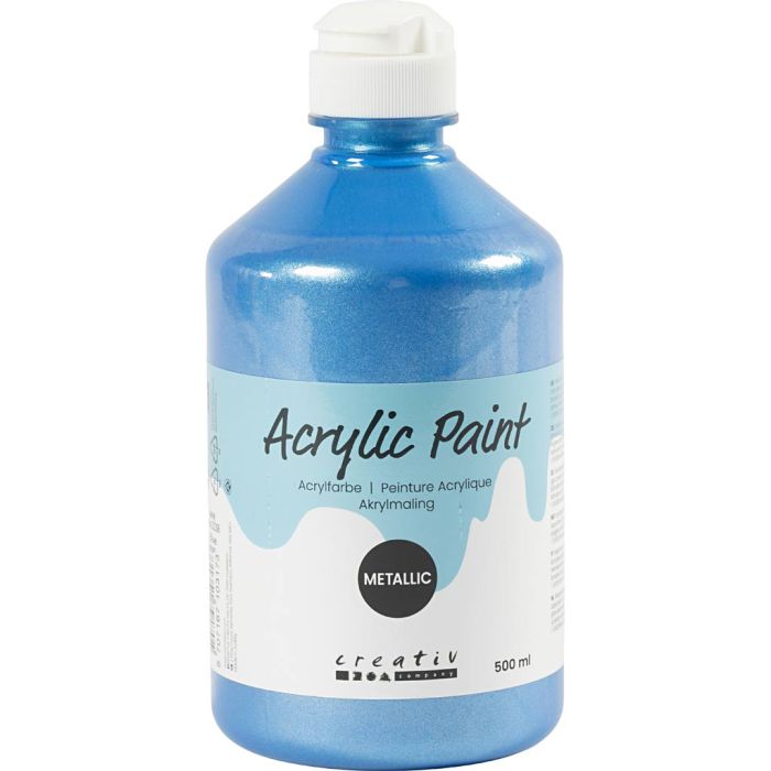 Peinture acrylique métallisée, bleu, 500 ml/ 1 flacon