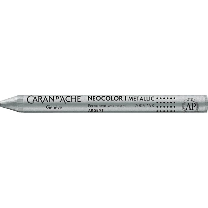 CARAN D’ACHE Caran d'Ache Néocolor 1, L : 10 cm, ép. 8.5 mm, silver (498), 10 pièces/ 1 Pq.