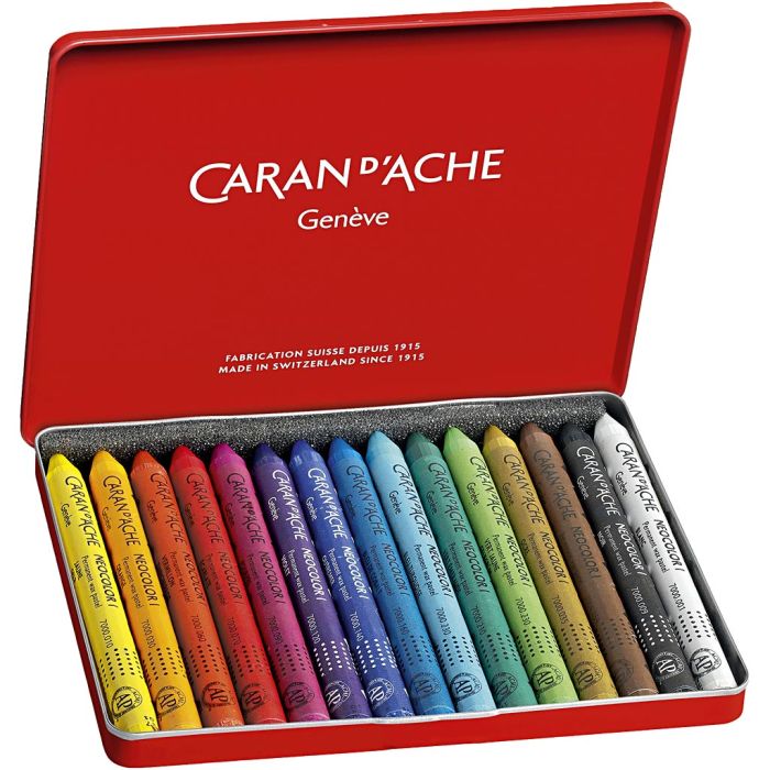 CARAN D’ACHE Caran d'Ache Néocolor 1, L : 10 cm, ép. 8,5 mm, ass. de couleurs, 15 pièces/ 1 Pq.
