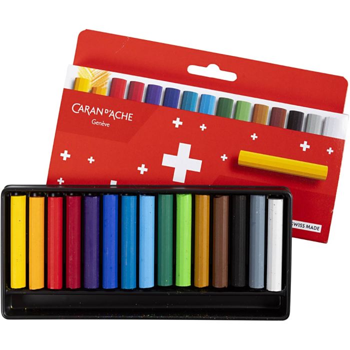 CARAN D’ACHE Caran d'Ache Néocolor 1, Junior, L : 5 cm, ép. 8,5 mm, ass. de couleurs, 15 pièces/ 1 Pq.