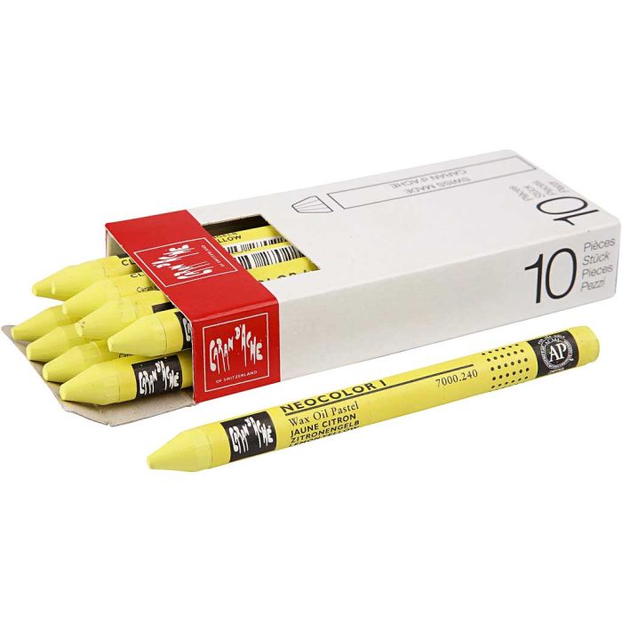 CARAN D’ACHE Caran d'Ache Néocolor 1, L : 10 cm, ép. 8,5 mm, lemon yellow (240), 10 pièces/ 1 Pq.