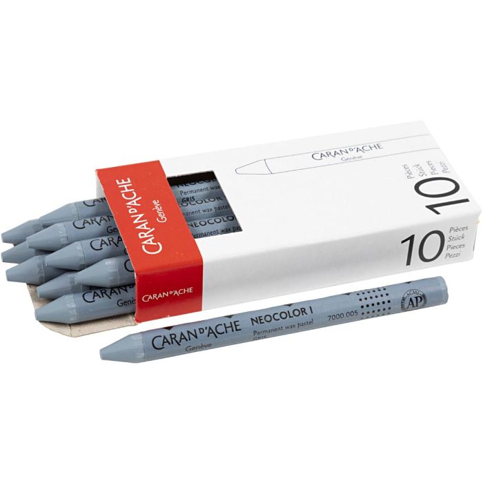 CARAN D’ACHE Caran d'Ache Néocolor 1, L : 10 cm, ép. 8,5 mm, grey (005), 10 pièces/ 1 Pq.