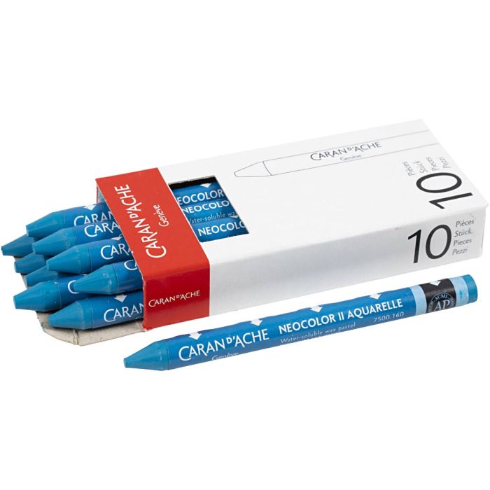Caran d'Ache Aquarelle Neocolor 2, L : 10 cm, ép. 8,5 mm, cobalt blue (160), 10 pièces/ 1 Pq.