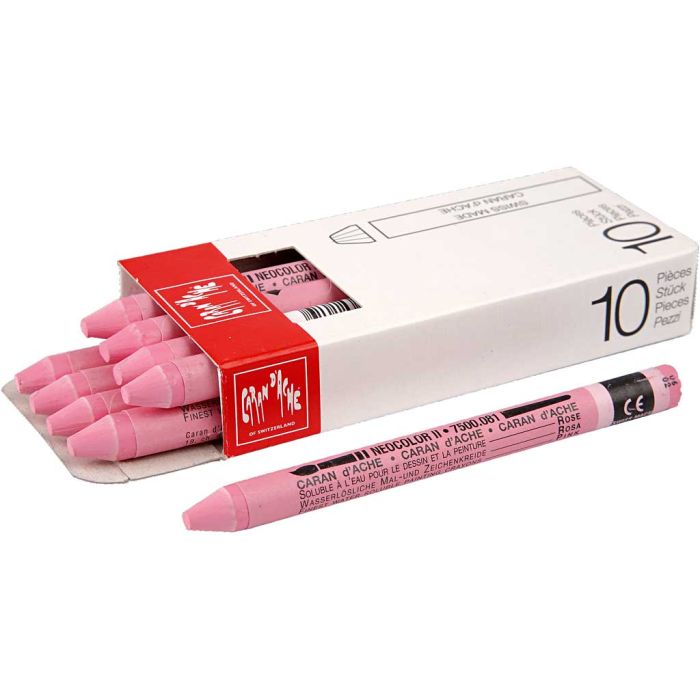 Caran d'Ache Aquarelle Neocolor 2, L : 10 cm, ép. 8,5 mm, pink (081), 10 pièces/ 1 Pq.