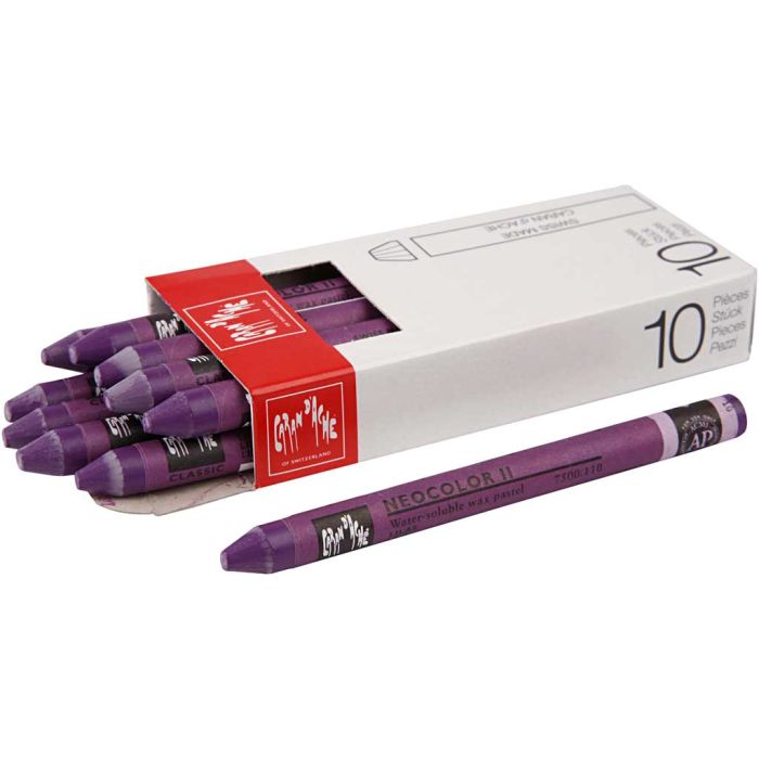 Caran d'Ache Aquarelle Neocolor 2, L : 10 cm, ép. 8,5 mm, lilac (110), 10 pièces/ 1 Pq.