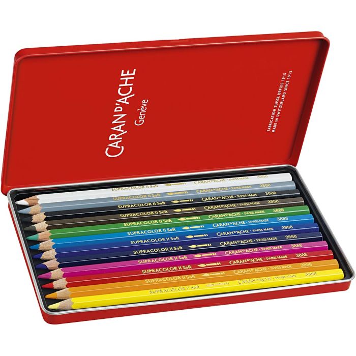 CARAN D’ACHE Supracolor II, L : 17 cm, mine 3,8 mm, ass. de couleurs, 12 pièces/ 1 Pq.