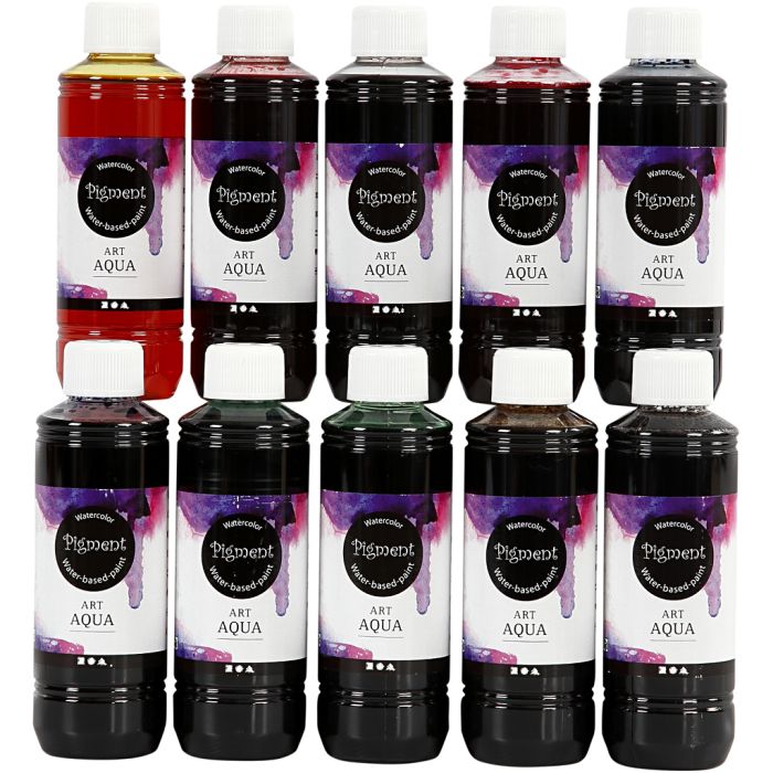 Aquarelle Art Aqua Pigment, ass. de couleurs, 10x250 ml/ 1 Pq.