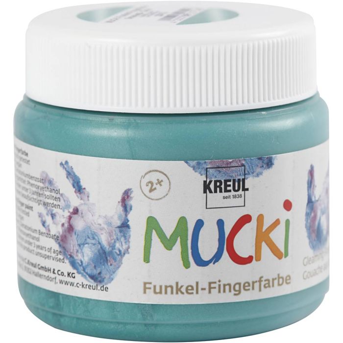 MUCKI Peinture au doigt, vert métallique, 150 ml/ 1 boîte