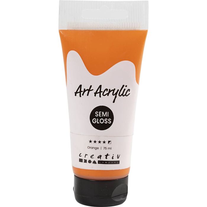 Peinture Acrylique, semi-brillant, semi opaque, orange, 75 ml/ 1 flacon