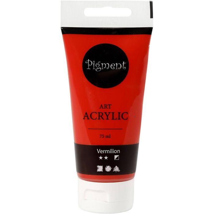 Peinture Acrylique, semi-brillant, semi opaque, rouge primaire, 75 ml/ 1 flacon