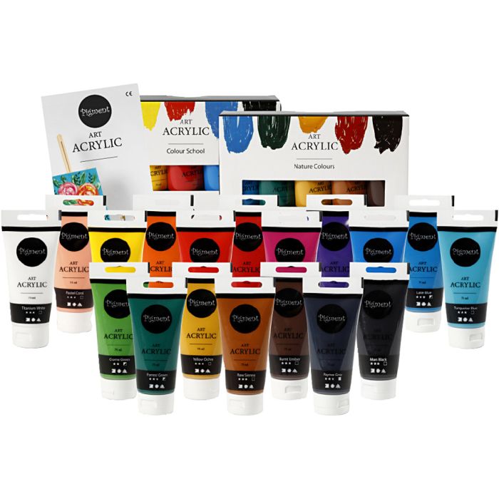 Paquet de vente au détail - Peinture acrylique Pigment Art et dépliant, 1 set