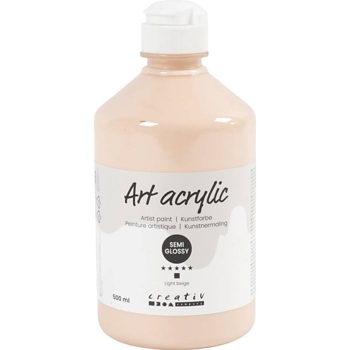 Peinture Acrylique, semi-brillant, opaque, beige clair, 500 ml/ 1 flacon