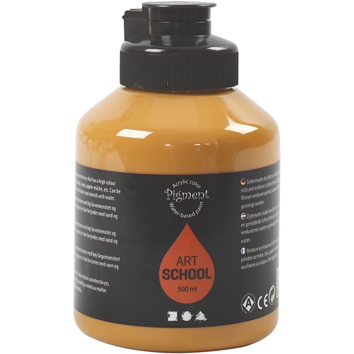 Peinture Acrylique, semi-brillant, opaque, ochre, 500 ml/ 1 flacon