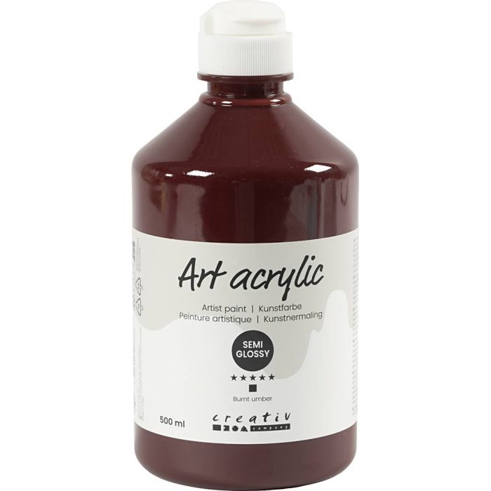 Peinture Acrylique, semi-brillant, opaque, burnt umber, 500 ml/ 1 flacon
