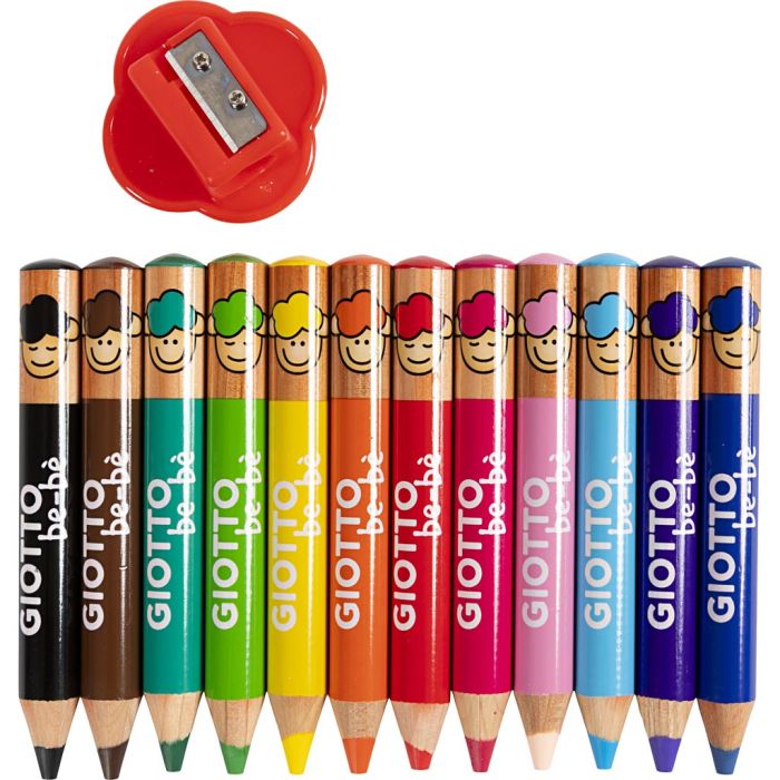 Crayons de Couleur, L : 10,5 cm, ép. 13 mm, mine 6 mm, ass. de couleurs, 12 pièces/ 1 Pq.