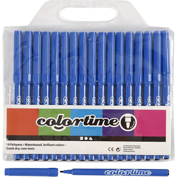 Feutres Colortime, trait 2 mm, bleu foncé, 18 pièces/ 1 Pq.
