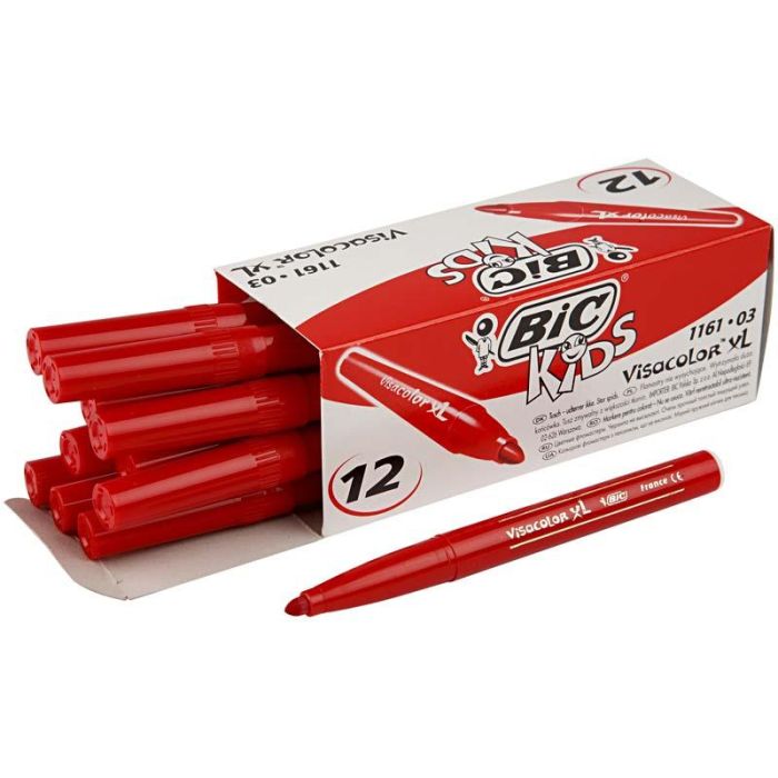 BIC Feutre Visacolor, trait 3 mm, rouge, 12 pièces/ 1 Pq.