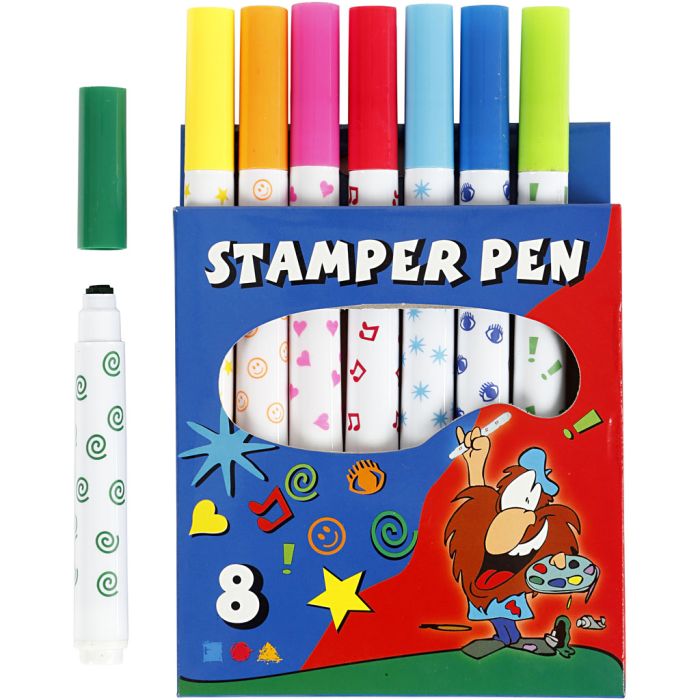 Feutres Tampons, ass. de couleurs, 8 pièces/ 1 Pq.