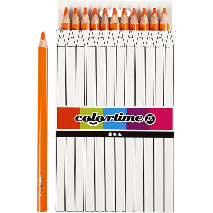 Crayons de Couleur Colortime, L : 17,45 cm, mine 5 mm, JUMBO, orange, 12 pièces/ 1 Pq.