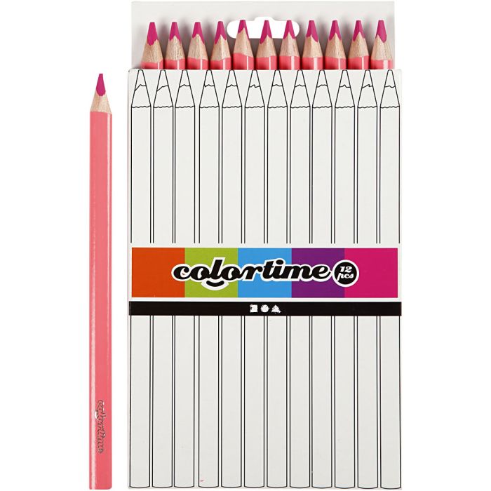 Crayons de Couleur Colortime, L : 17,45 cm, mine 5 mm, JUMBO, rose, 12 pièces/ 1 Pq.