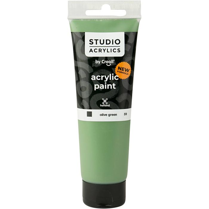 Peinture Acrylique Creall Studio, opaque, olive green (59), 120 ml/ 1 flacon