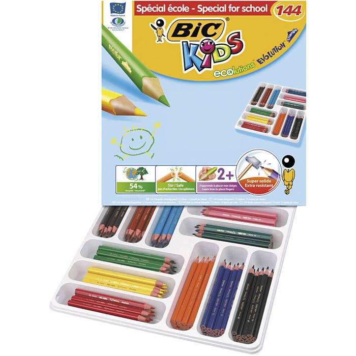 crayon de couleur Eco Evolution BIC, mine 5 mm, ass. de couleurs, 12 pièces/ 1 Pq.