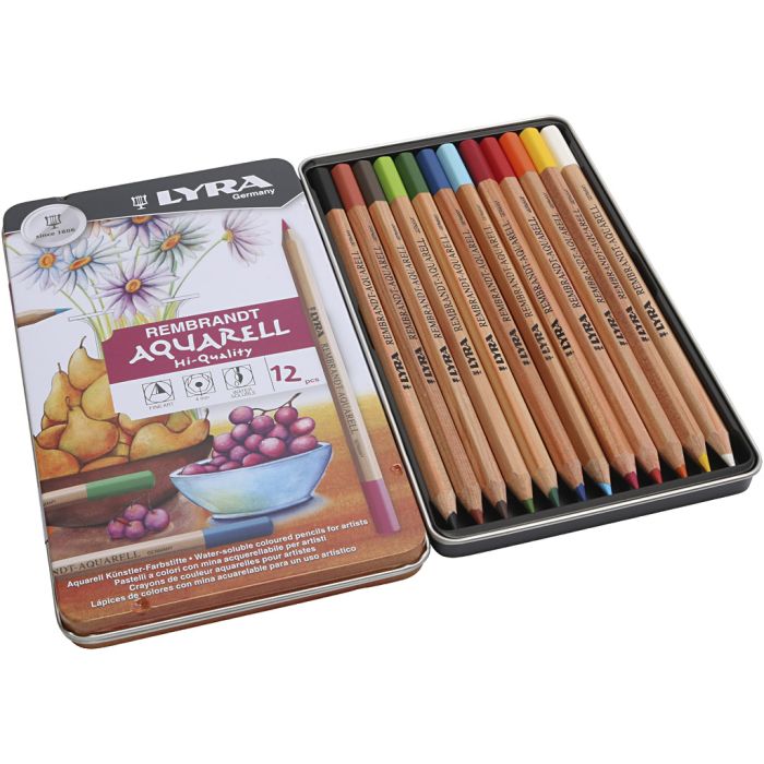 crayons aquarellables Lyra Rembrandt, ass. de couleurs, 12 pièces/ 1 Pq.