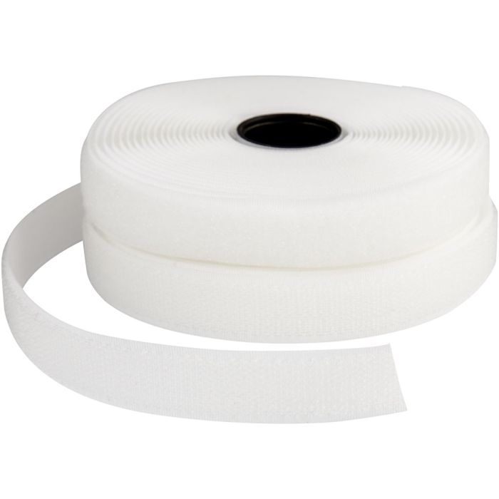 Velcro non-adhésif, L : 20 mm, blanc, 5 m/ 1 rouleau