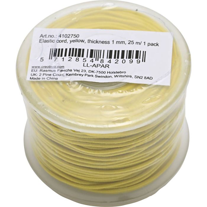 Cordon élastique, ép. 1 mm, jaune, 25 m/ 1 rouleau